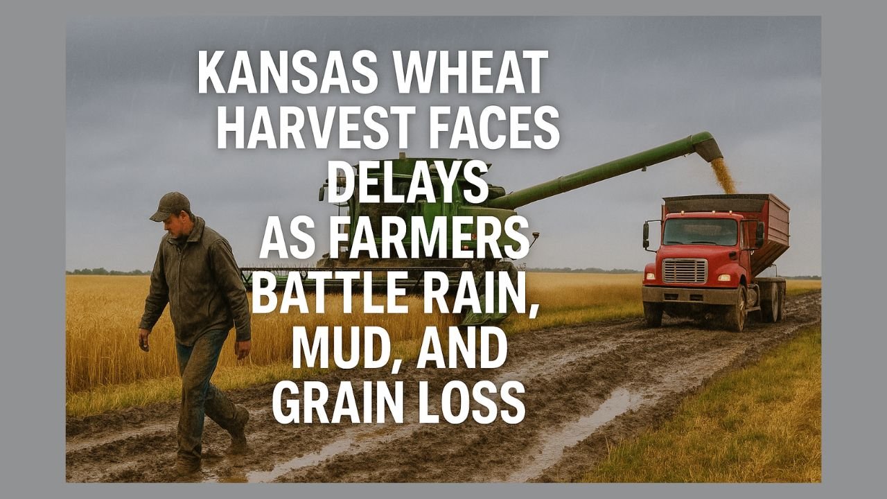 Kansas Wheat Harvest Faces Delays as Farmers Battle Rain, Mud, and Grain Loss