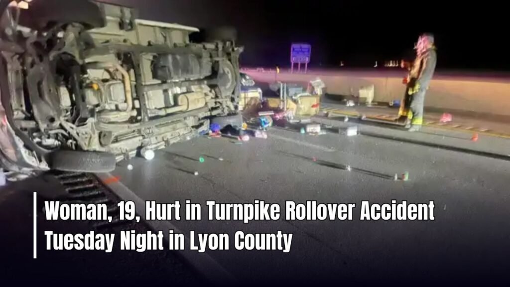 Woman, 19, Hurt in Turnpike Rollover Accident Tuesday Night in Lyon County