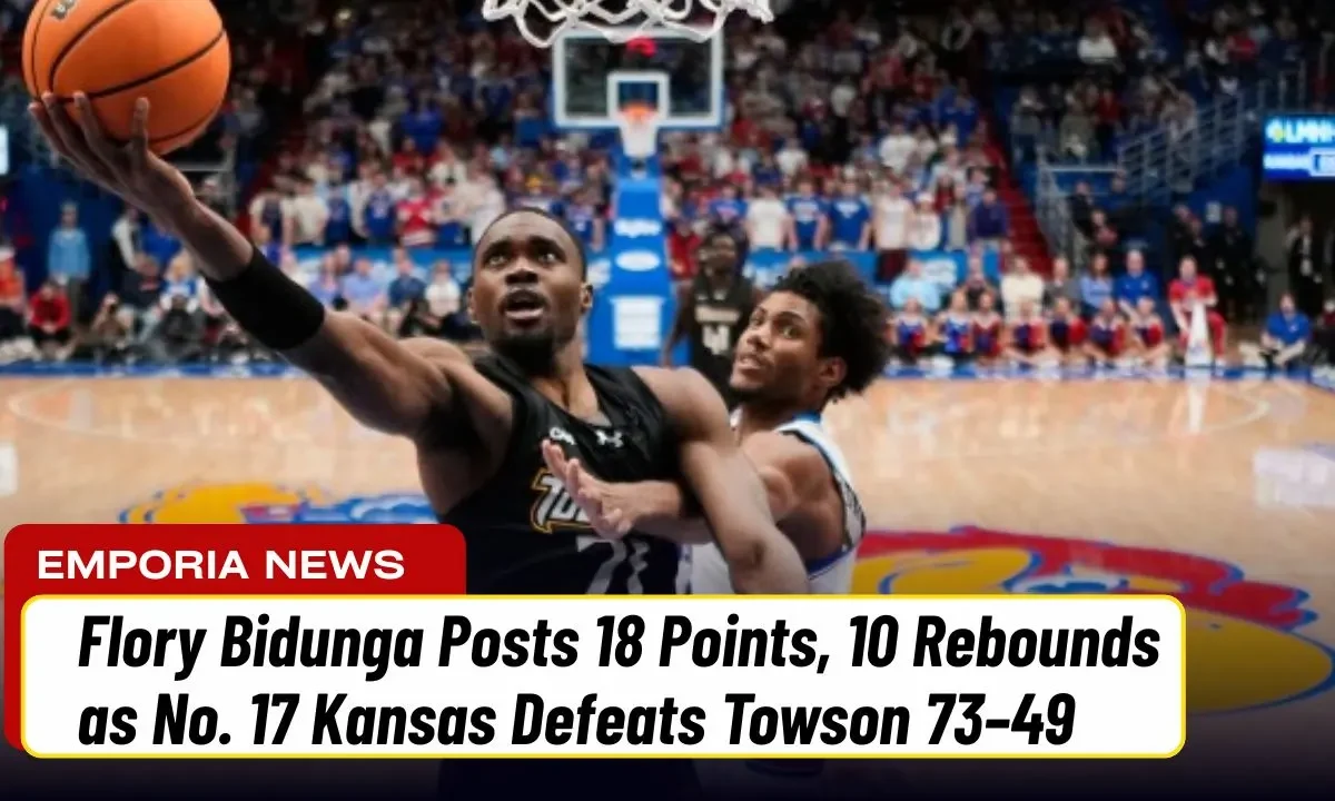 Flory Bidunga Posts 18 Points, 10 Rebounds as No. 17 Kansas Defeats Towson 73–49