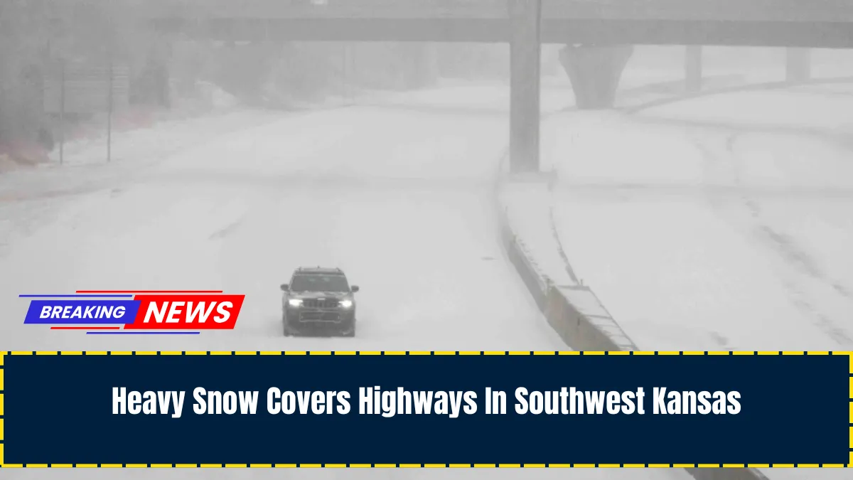 Heavy Snow Covers Highways In Southwest Kansas
